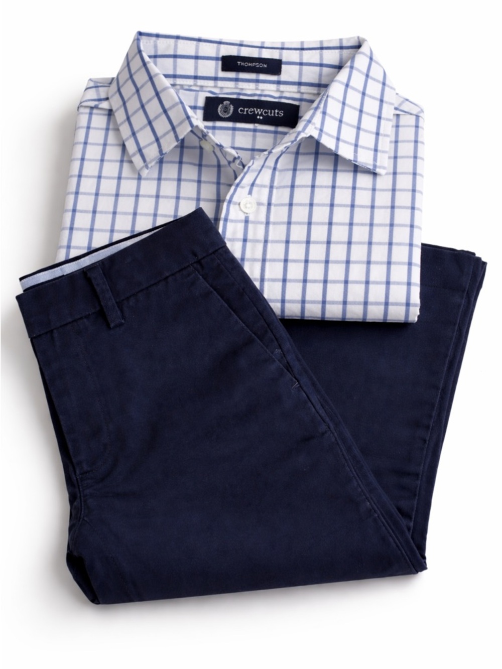 Crewcuts Boys Size 7 Bundle – Navy Pants & Blue Plaid Shirt